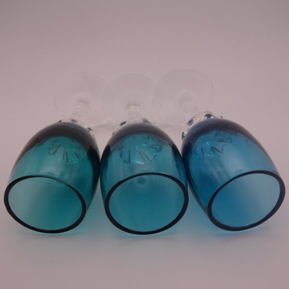 Set of Three(3) Blue Glass Very Small Glasses - Picture 12 of 13